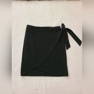 Black Waist Tied Mini Skirt